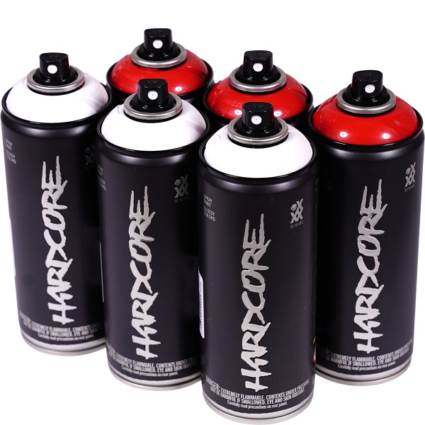 MTN Hardcore 2 "Sixpack - White + Vivid Red RV-3001" (6x400ml)