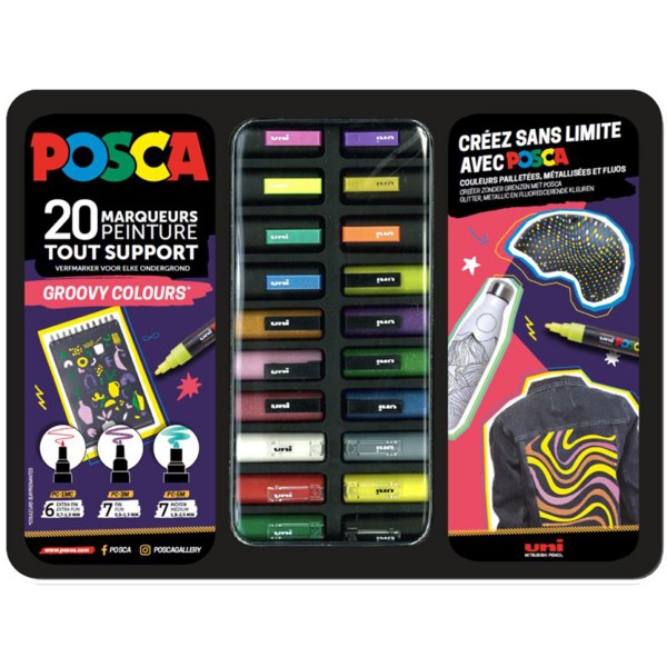 Uni Posca "Groovy Colours" Metalletui 20er Marker Set