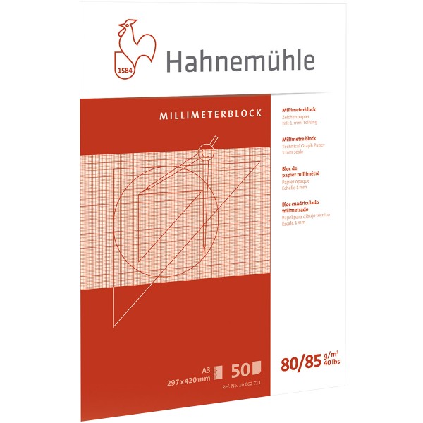 Hahnemühle "Millimeterblock" A4 Hochformat 80g/m²