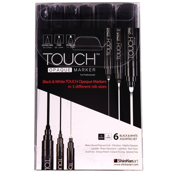 Touch "Opaque Marker Black & White Assorted 6er Set"