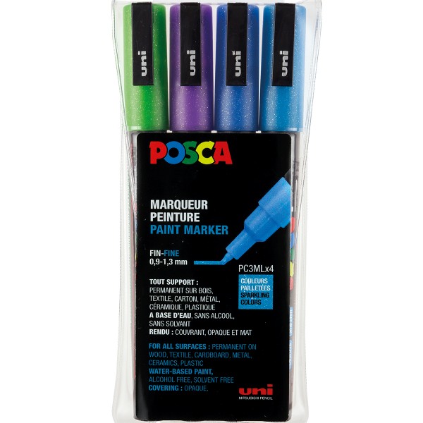 Uni Posca "PC-3ML 4er Set - Glitter 1" (0,9-1,3mm)