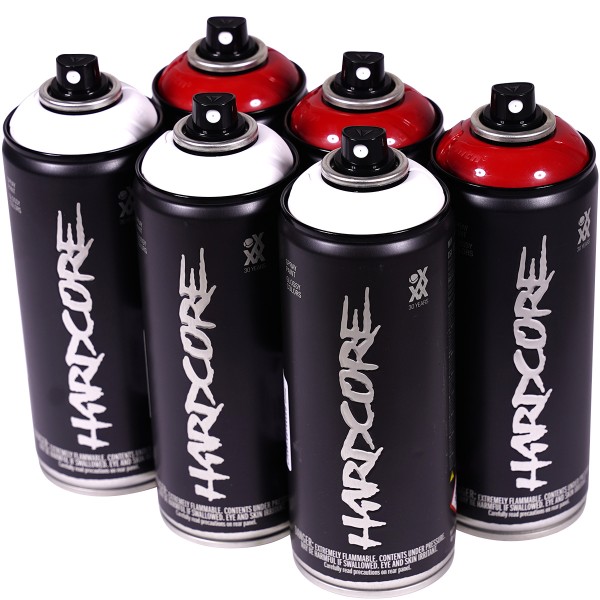 MTN Hardcore 2 "Sixpack - White + Bordeaux Red RV-3004" (6x400ml)