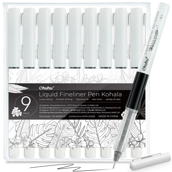 Ohuhu Kohala "Drawing Pen" 9er Set Liquid Fineliner