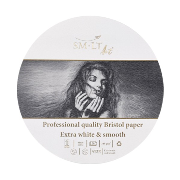 SMLT Art "Bristol Paper Round" 16cm Extra White & Smooth - 20 Blatt (308g)