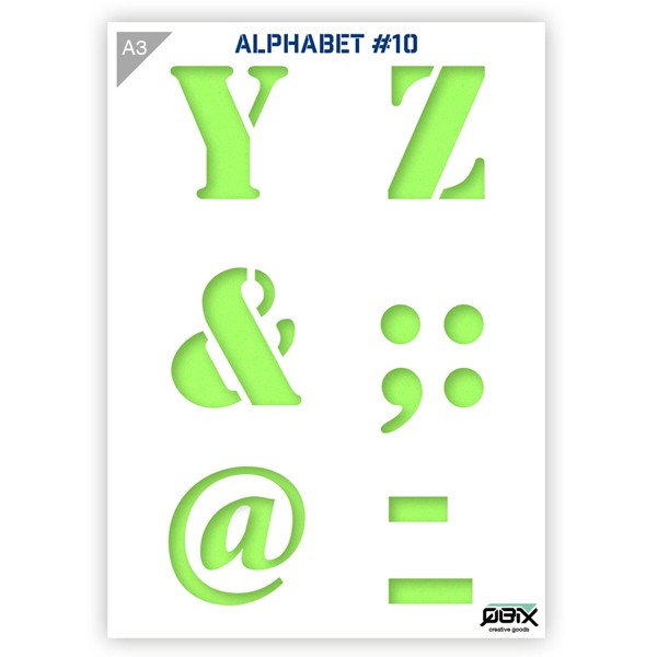 Plastikschablone "Alphabet #10 - Letters/Symbol" A3