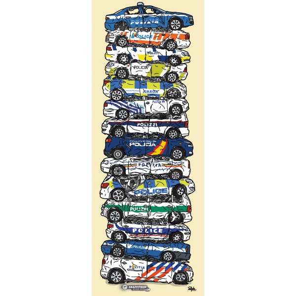 Super Deal "destroyed police cars" Gbox Sticker Serie #138 (29x11cm)