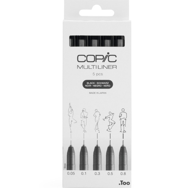 Copic "Multiliner 5er Set" Black (verschiedene Strichstärken)