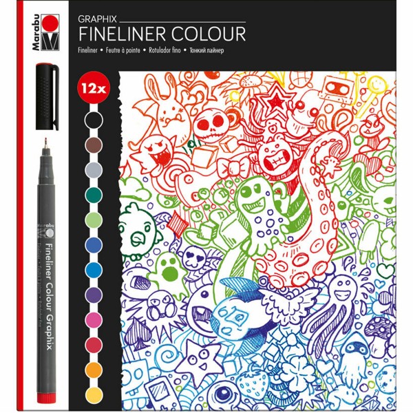 Marabu "Colour Graphix Doodle Supreme" Fineliner 12er Set (0,5mm)