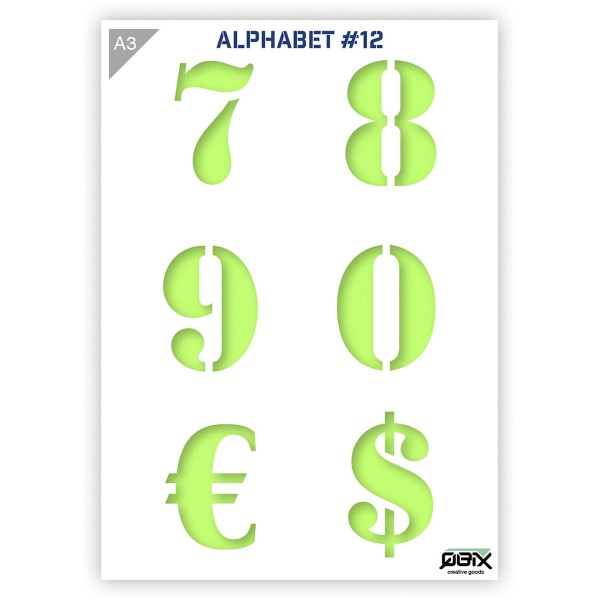 Plastikschablone "Alphabet #12 - Numbers" A3