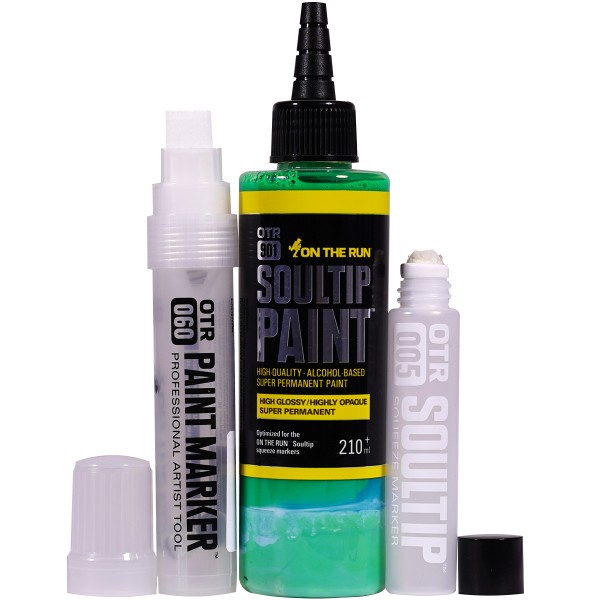 OTR.901 "Soultip Paint (210ml)" + Empty Marker 3er Set - Neon Green