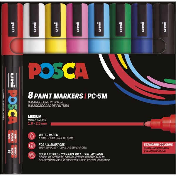 Uni Posca "PC-5M" Marker 8er Set (1,8-2,5mm) - Basic