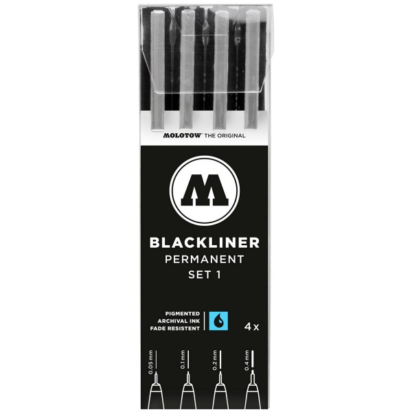 Molotow "Blackliner" Permanent 4er Fineliner Set1