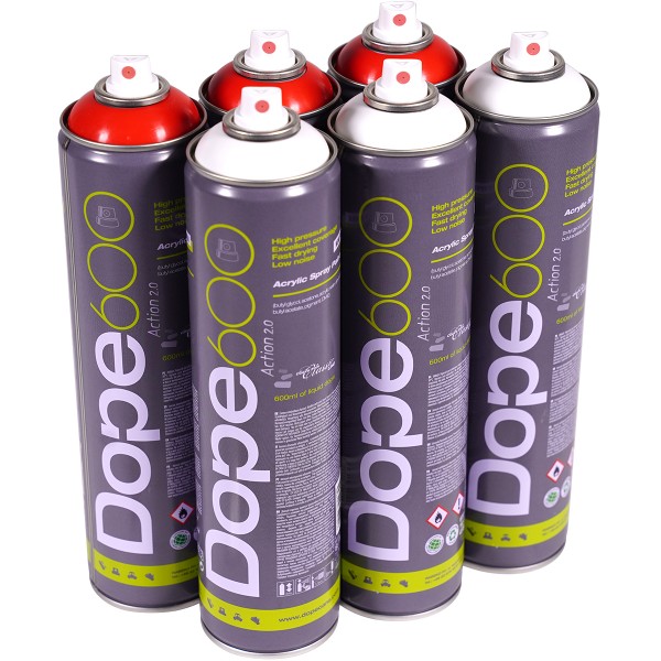 Dope "Action Paint 2.0 Sixpack White + Signal Red" Silver Killer (6x600ml)