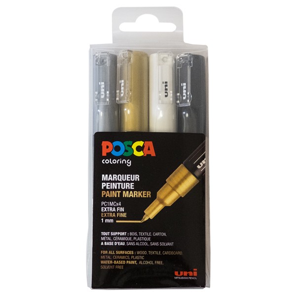 Uni Posca "PC-1MC" Marker 4er Set (0,7-1mm) - Metallic