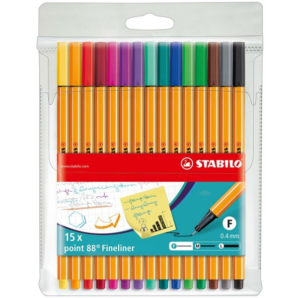 Stabilo "Fineliner Point 88" (0,4mm) - 15er Etui Basic