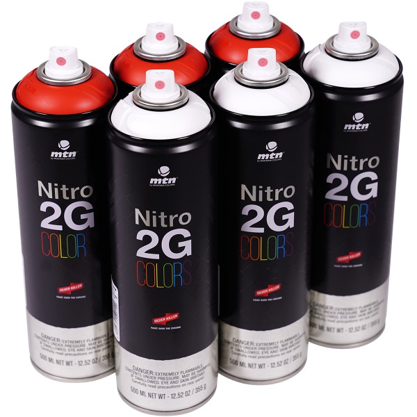 MTN "Nitro 2G" Sixpack White + Intense Red RV-3001" (6x500ml)