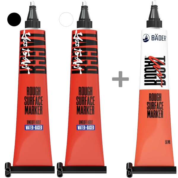 Bäder "TAGGR 2+1 Tubenmarker 3er Set" (2,5mm) Black, White & Random