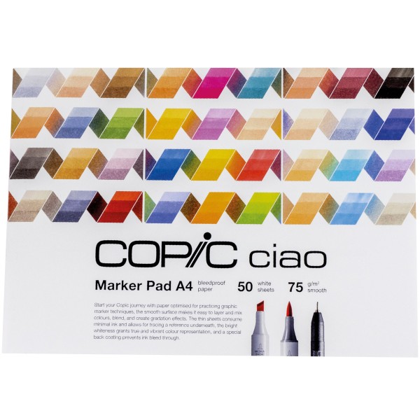Copic "Ciao Markerpad A4" Zeichenblock Querformat 75g/m² (50 Blatt) White