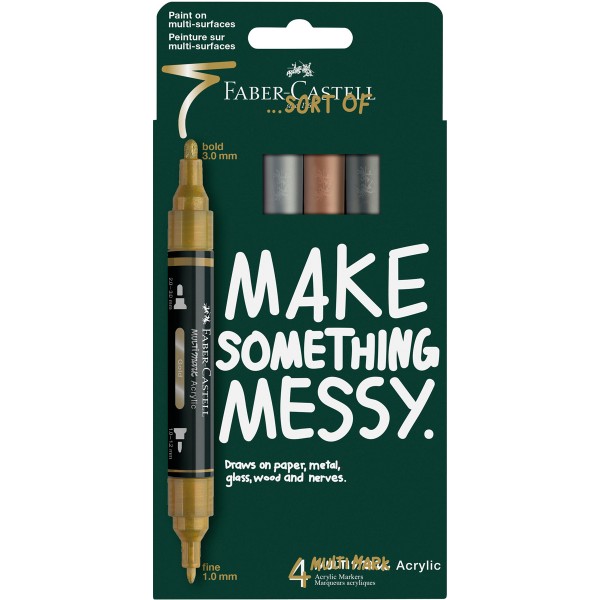 Faber-Castell "Multimark" Acrylic Twin Marker 4er Set (1-3mm) Metallic Colors