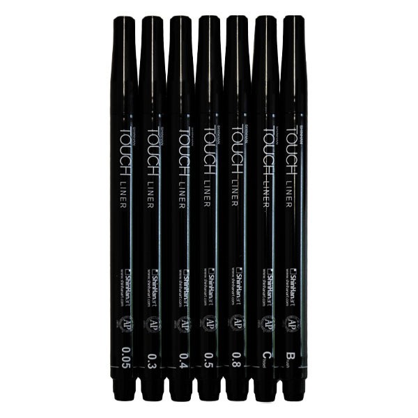 Touch "Liner 7er Premium Set" (0,05 bis 0,8mm / C+B) Black