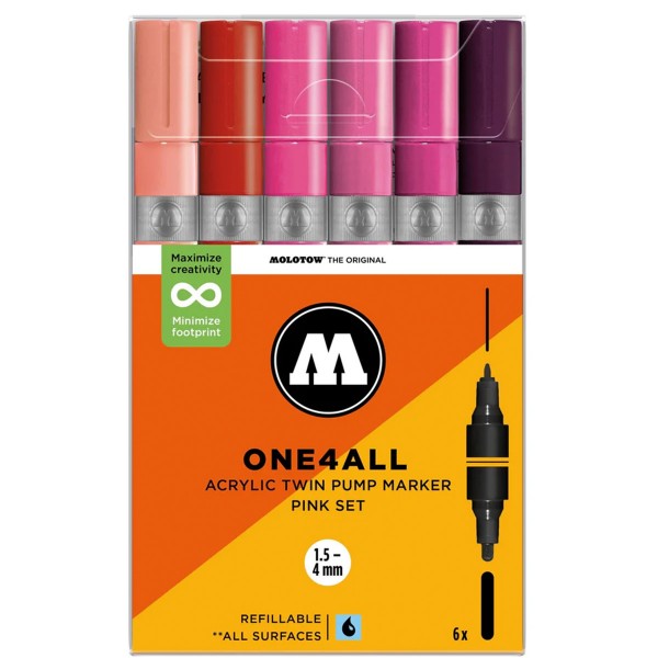 Molotow "One4all Acrylic Twin Marker 6er Set - Pink"