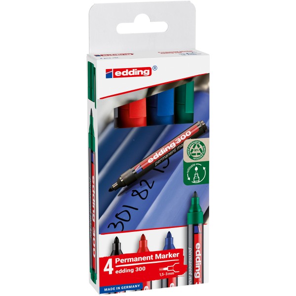 Edding "300" Permanent Marker 4er Set (1,5-3mm)