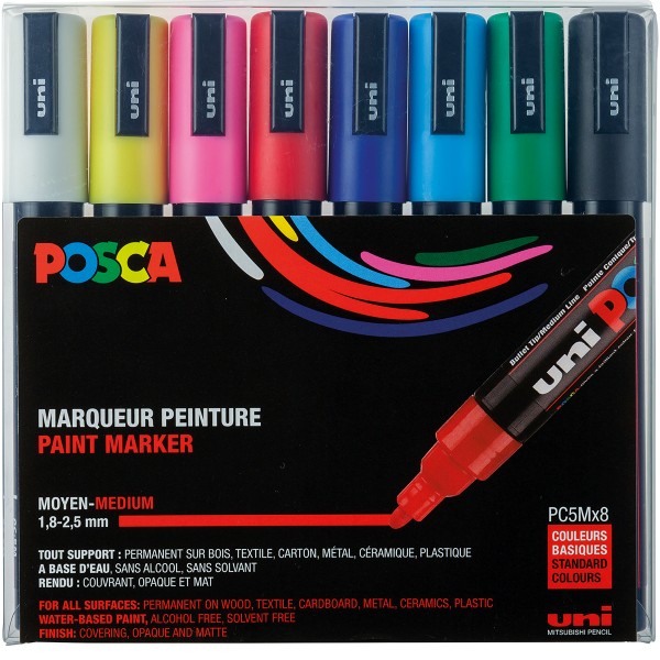 Uni Posca "PC-5M" Marker 8er Set (1,8-2,5mm) - Basic