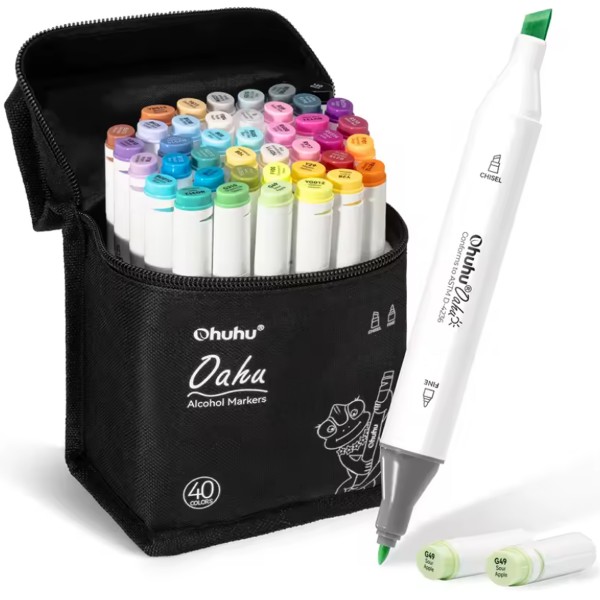 Ohuhu "Oahu" Twin Layout Marker 40er Set (1-6mm) Unique Tones