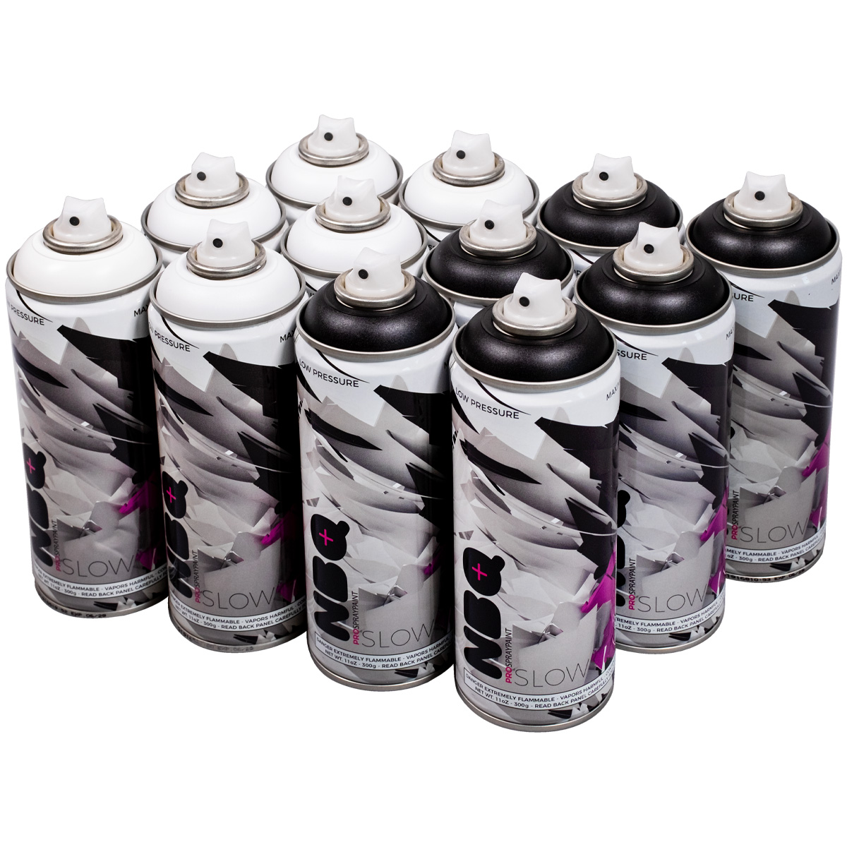 NBQ "Pro Spraypaint 12er Paint Box - Black & White" (12x400ml