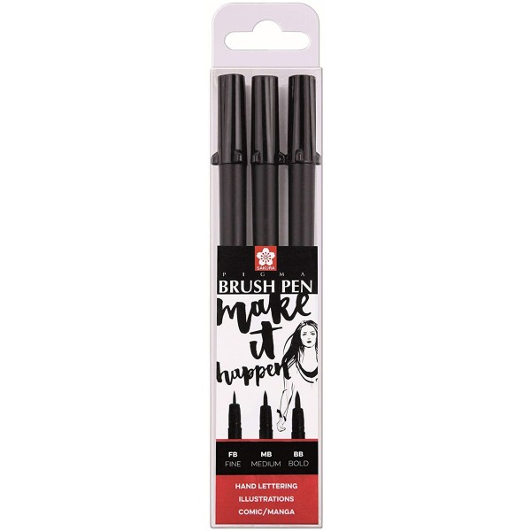 Sakura "Pigma Professional Brush Pen" 3er Set - Black