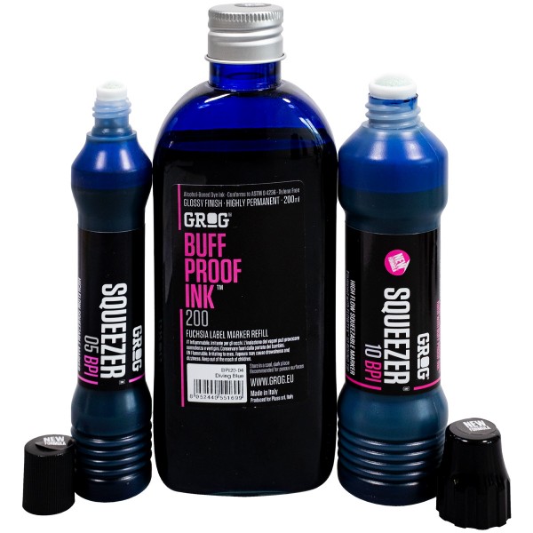 Grog "Buff Proof Ink (200ml) + BPI Squeezer Set - Blue"