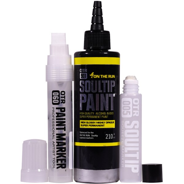 OTR.901 "Soultip Paint (210ml)" + Empty Marker 3er Set - Stainless Dirty Chrome