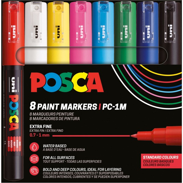 Uni Posca "PC-1MC" Marker 8er Set (0,7-1mm) - Basic