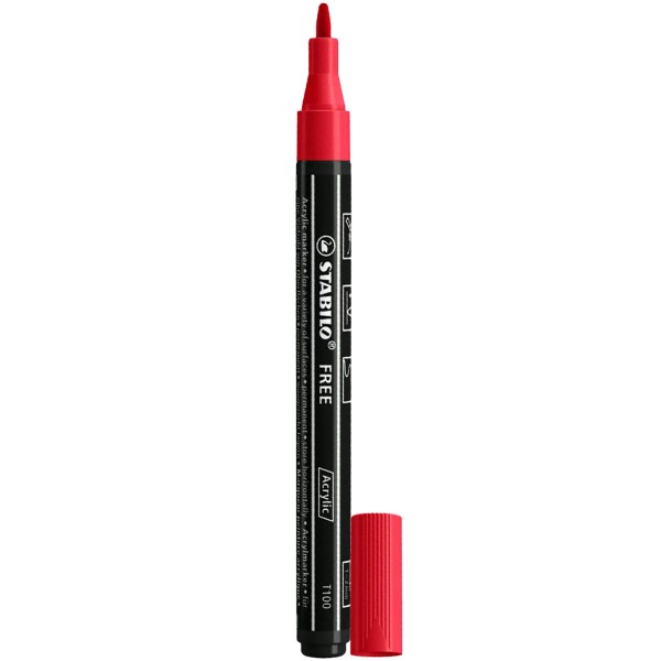 Stabilo "Acrylmarker Free T100" (1-2mm) Karmin