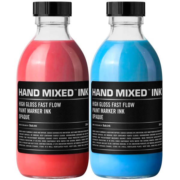 Hand Mixed "Marker Ink" Refill (200ml) 2er Set Red & Blue