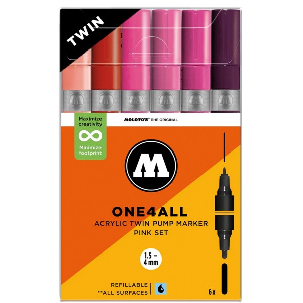 Molotow "One4all Acrylic Twin Marker 6er Set - Pink"