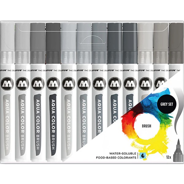 Molotow "Aqua Color Brush Pen" 12er Set Grey Colors