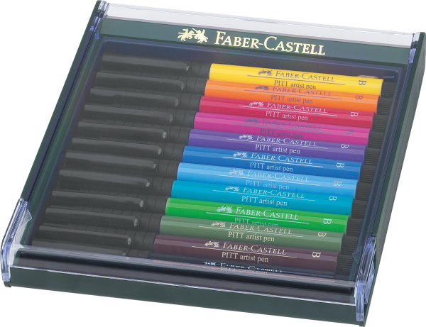 Faber-Castell "Pitt Artist Pen B (Brush)" Tuschestift 12er Set - Bright