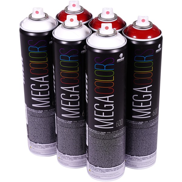 MTN "Mega Colors - Sixpack - White + Bordeaux Red RV-3004" (6x600ml)