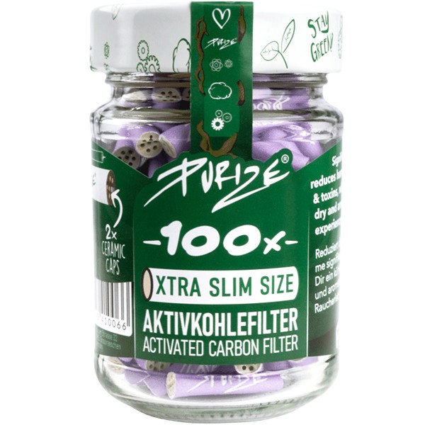 Purize Aktivkohlefilter "XTRA Slim Size 100er Glas" Violet (5,9mm)