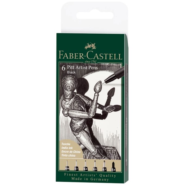 Faber-Castell "Pitt Artist Pens" 6er Set - Black