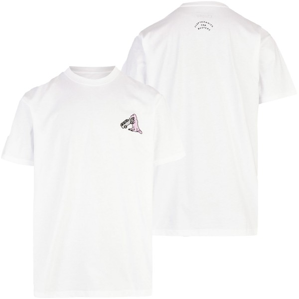Cleptomanicx Boxy T-Shirt "Dino Carbuster" White