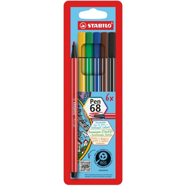 Stabilo "Filzstift Pen 68" (1,0mm)  - 6er Set