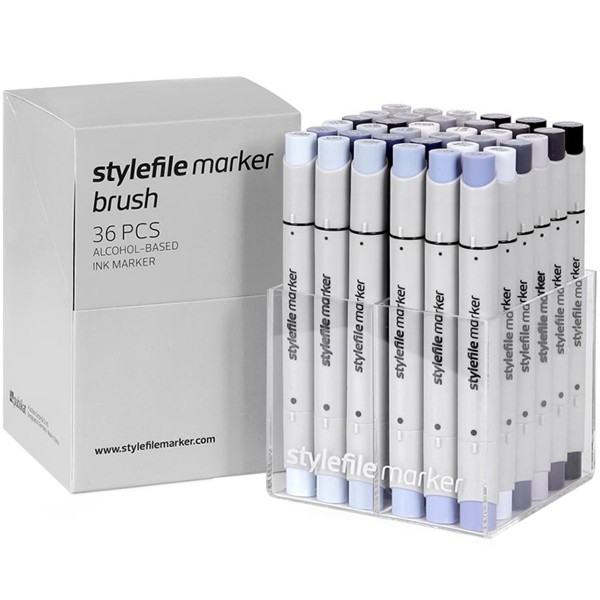 Stylefile Brush Twin Marker "36er Set" Grey