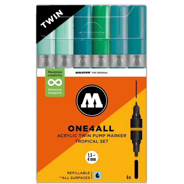 Molotow "One4all Acrylic Twin Marker 6er Set - Tropical"