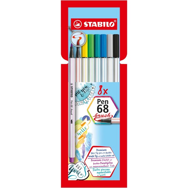 Stabilo "Pinselstift Pen 68 Brush" (1,0mm) 8er Set