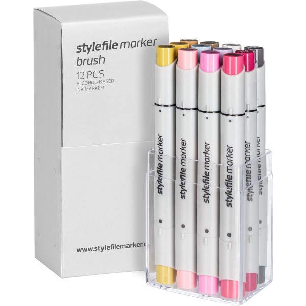 Stylefile Brush Twin Marker "12er Set" Multi 28