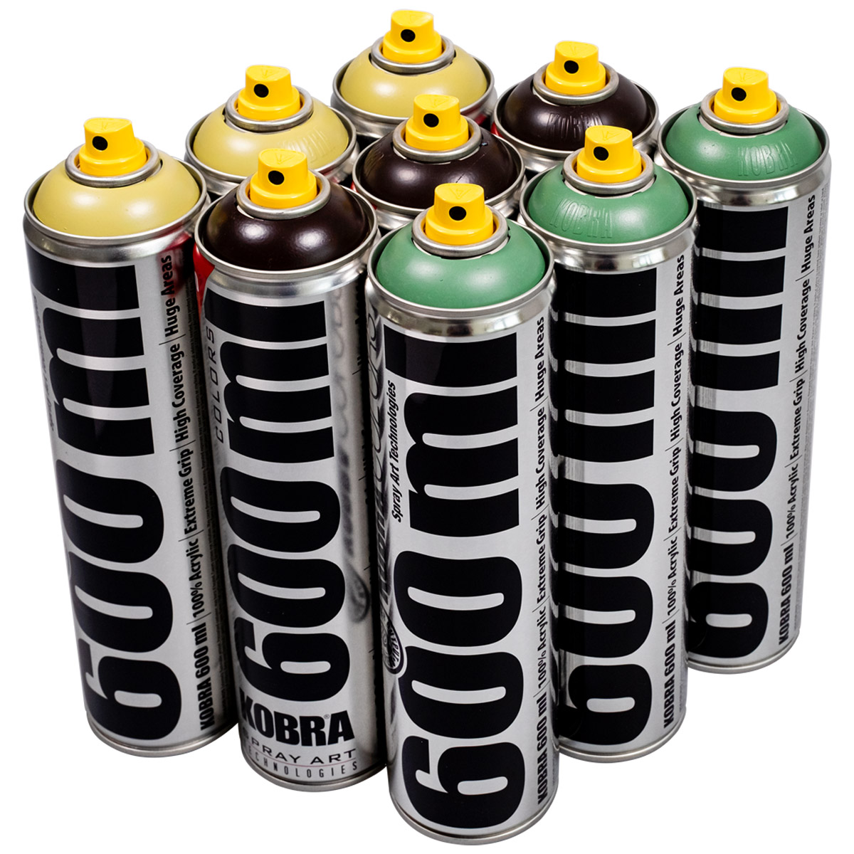 Kobra "Big Paint 9er Set Camouflage Tones" (9x600ml) Sprühdosen Boxen