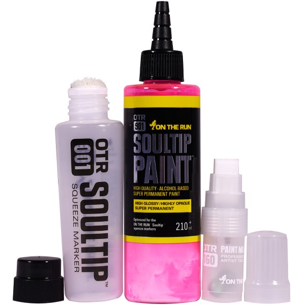 OTR.901 "Soultip Paint (210ml)" + Empty Marker 3er Set 2 - Neon Pink