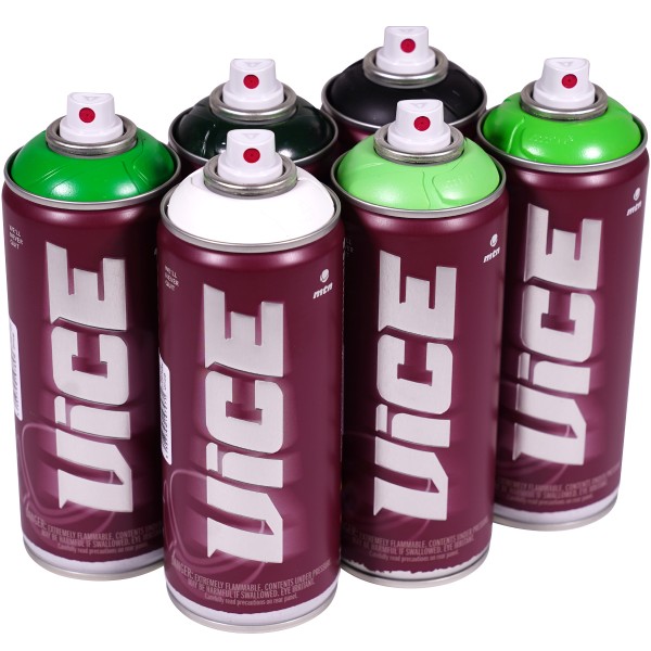 MTN "Vice" Sixpack Black, White & Dark Green (6x400ml)